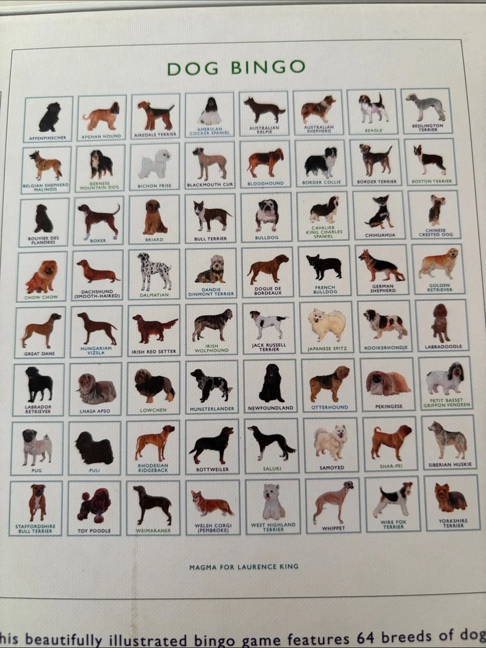 Anthropologie Dog Bingo Board Game - Illustrated Edition (White/Green)